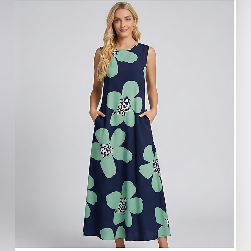 LAST ONE 🔥 Boho Floral Print Maxi Dress With Pockets